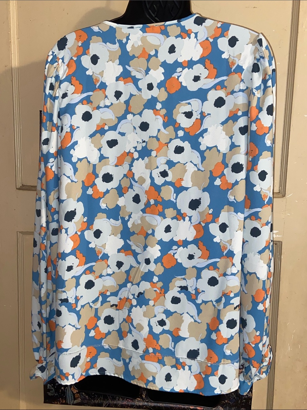 JOIE LIMITED EDITION FLORAL BLOUSE Pleats & Ruffles Blue Cream Orange & Black - Picture 6 of 9